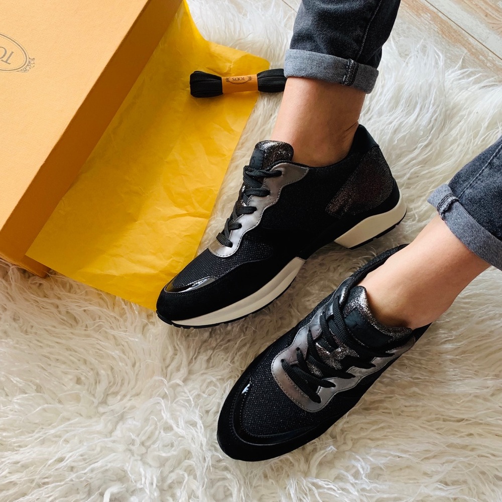 NWT Tod’s Black glitter sneakers - Picture 2 of 7